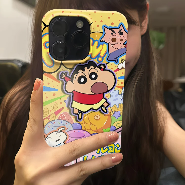 卡通蜡笔小新适用苹果16promax手机壳iPhone15pro/14/13创意12/11