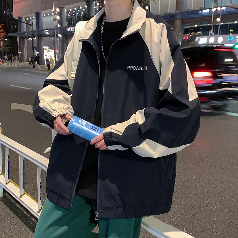 无帽衫外套男潮牌百搭ins宽松休闲学生春季痞帅秋装潮流夹克衣服