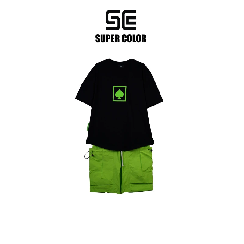 supercolor【NO.】【黑桃套装】 24ss//"编号311"潮牌休闲短袖套装