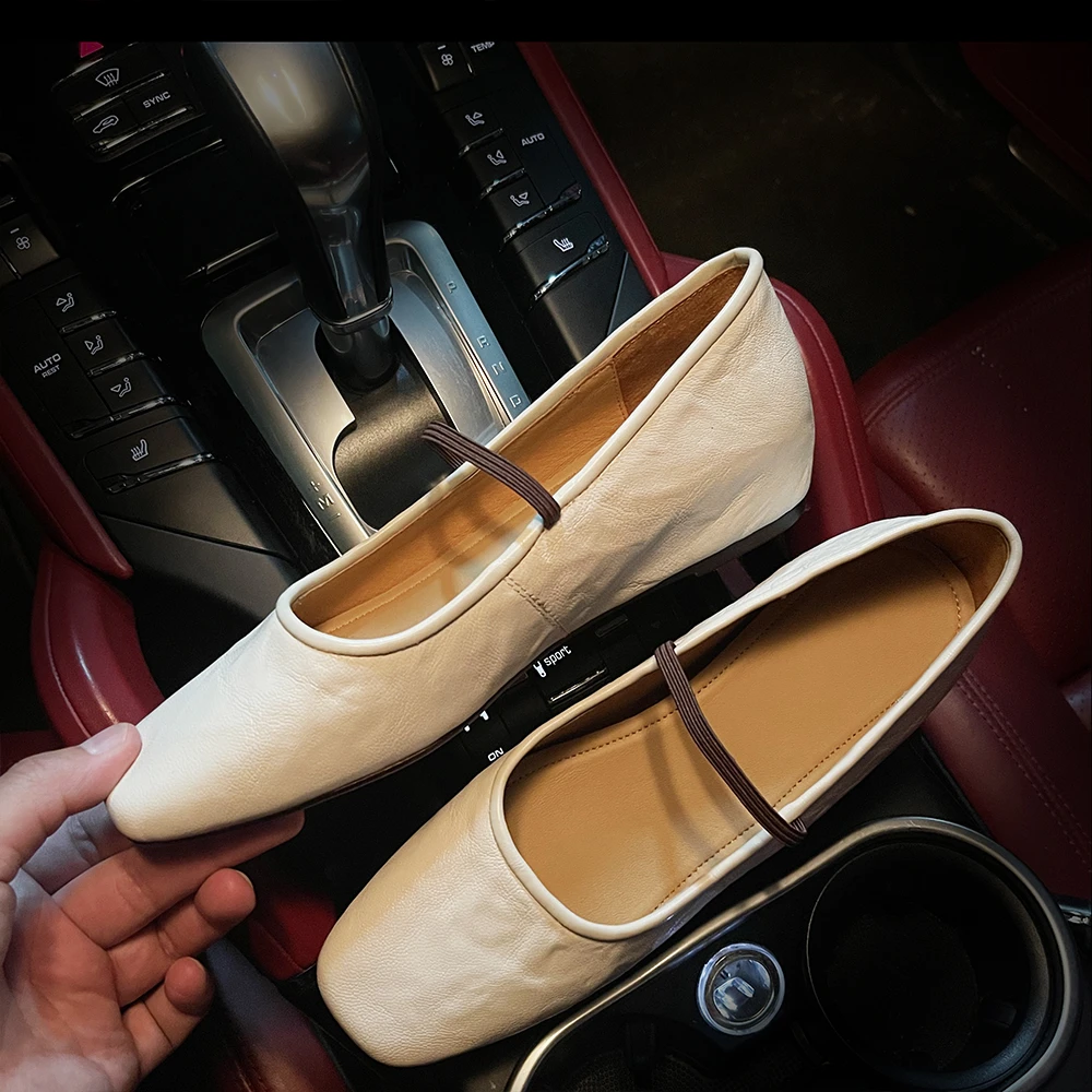 【跟高3.5CM】里外全真皮时尚百搭方头平底坡跟玛丽珍鞋气质女单鞋