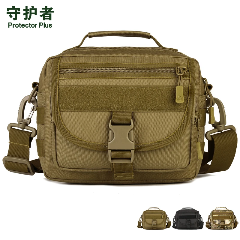 守护者户外单肩小斜挎包男穿皮带腰包帆布战术休闲小包手机弹弓包