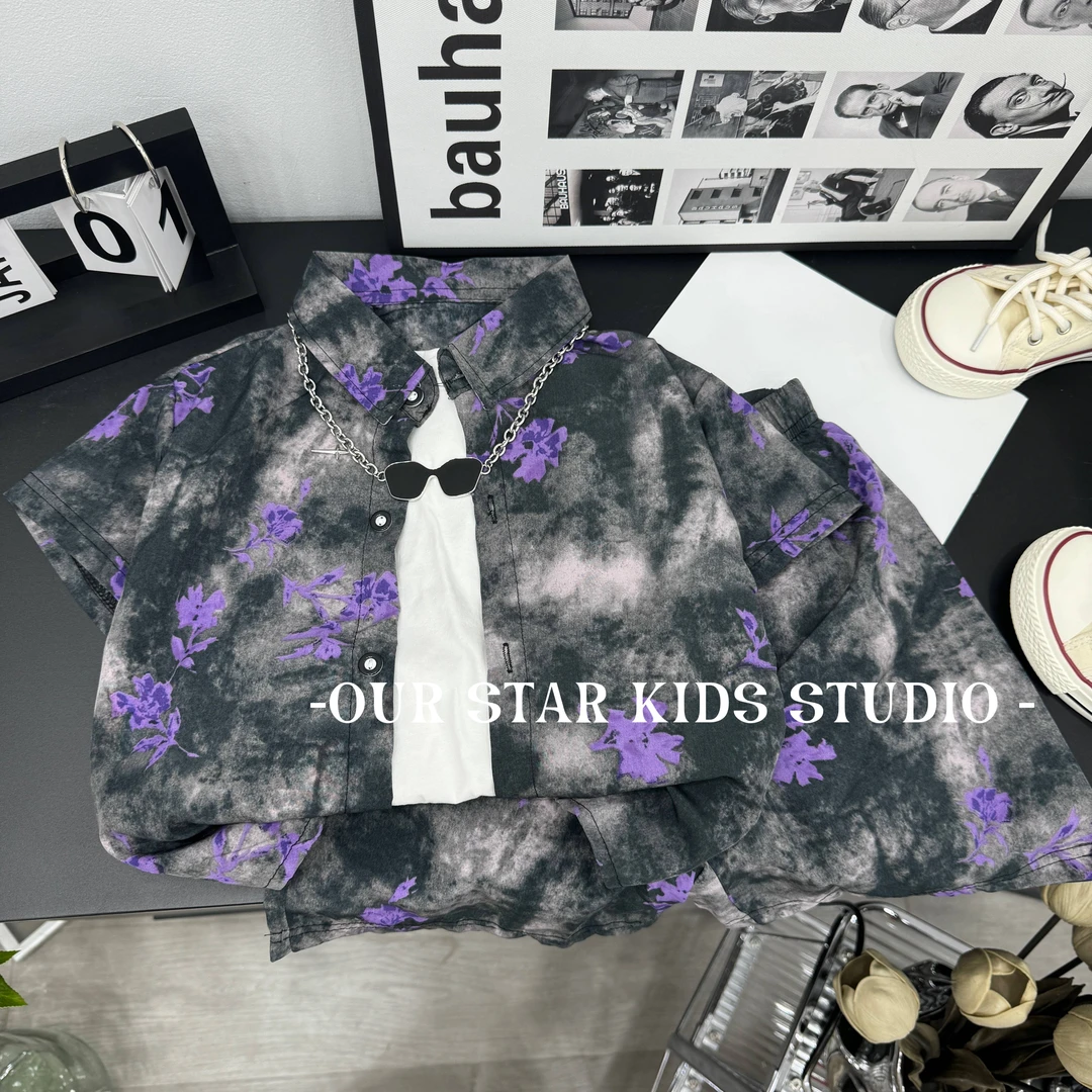 【小向子专属】男女童夏装短袖衬衫套装中大小童儿童夏季休闲童装