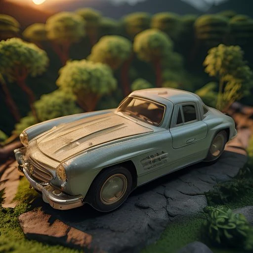 1：32奔奔 300SL复古怀旧老爷车合金仿真车模玩具车无声光音效摆件