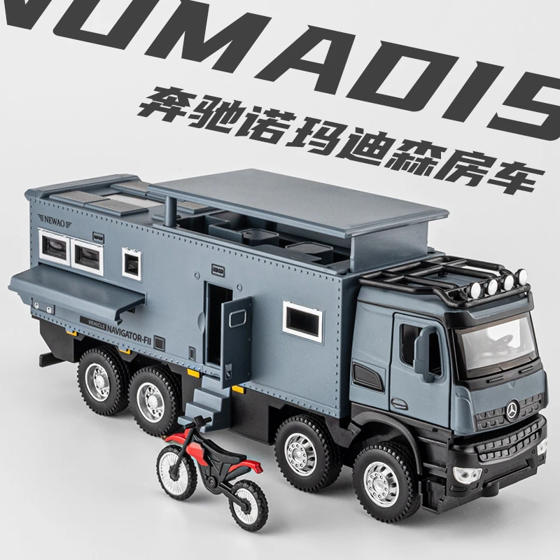 奔驰房车模型越野车合金车模摆件仿真声光玩具卡车