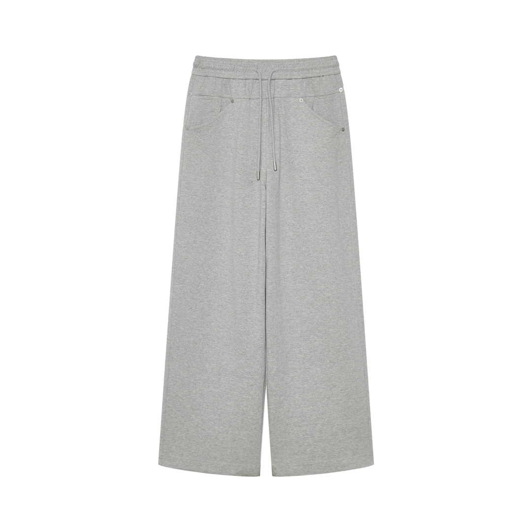 AC24SS重磅卫裤休闲裤运动高腰时尚百搭设计师阔腿宽松纯色简约