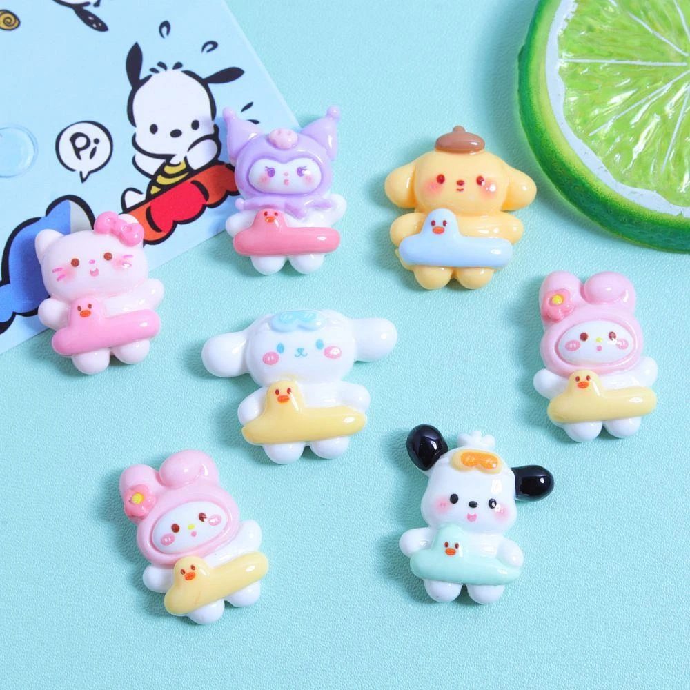 卡通小鸭子泳圈娃娃diy奶油胶发夹自制手机壳树脂配件鞋扣饰品