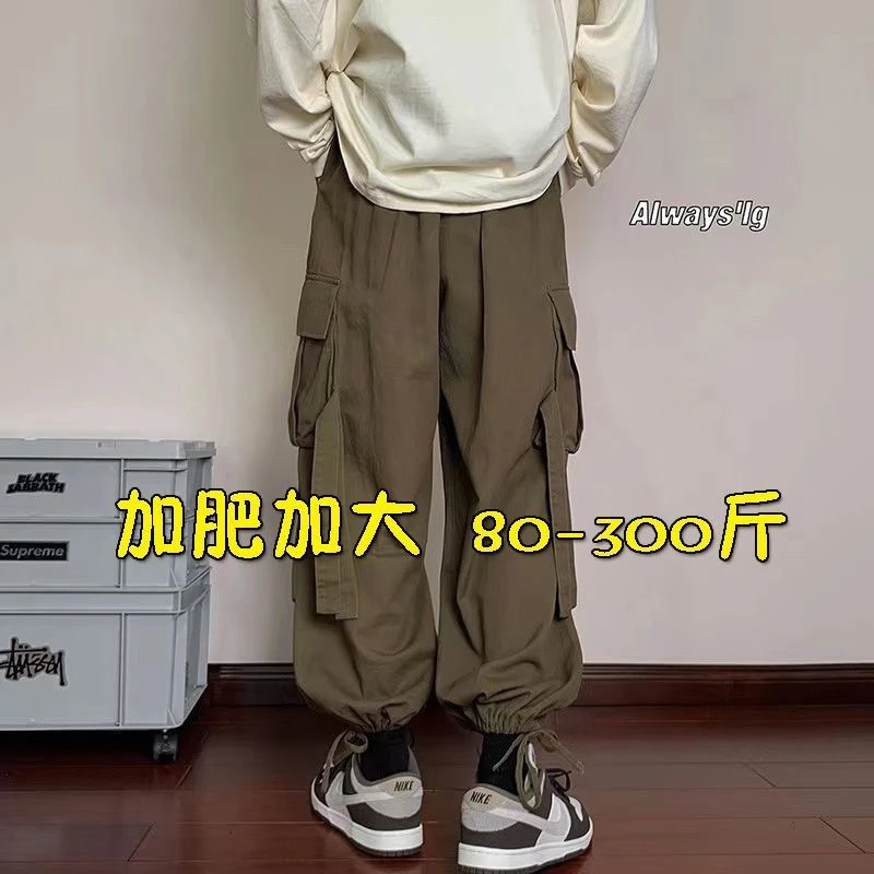 日系大口袋工装裤男士潮牌高街春秋宽松束脚大码夏季休闲裤子机能