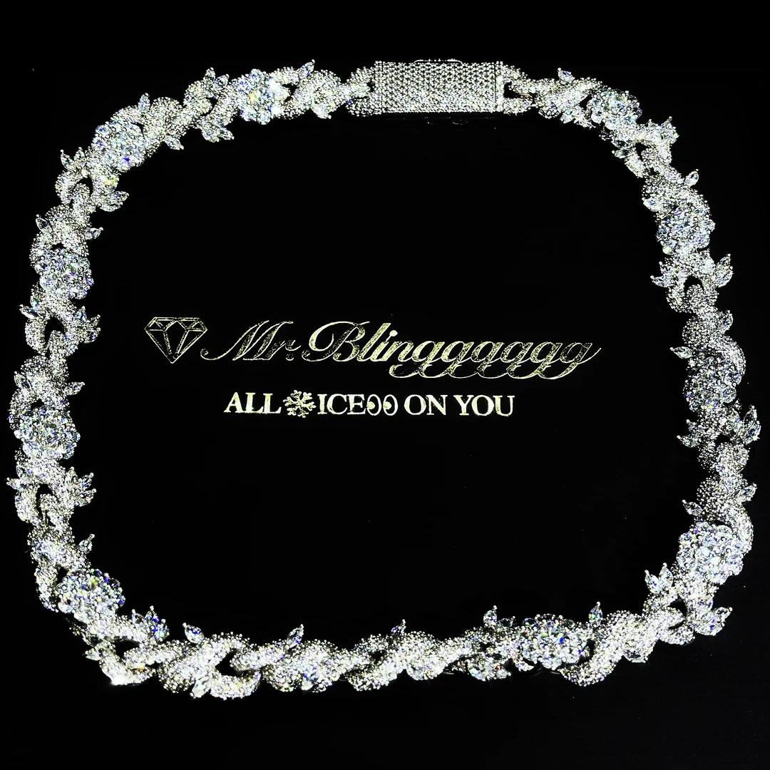 铜合金合成锆石项链 Mr.Blingggggg欧美嘻哈 Future同款藤蔓古巴