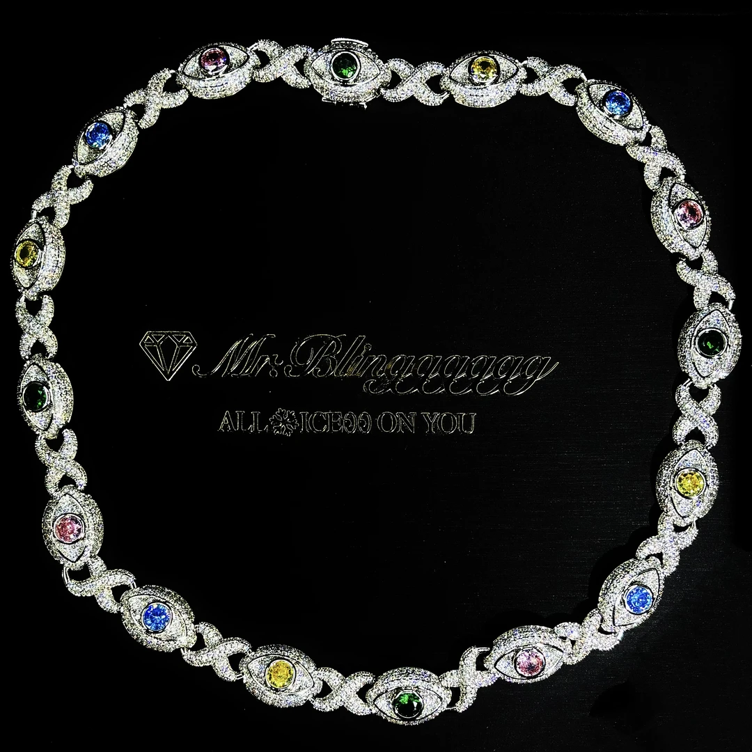 铜合金合成锆石项链 Mr.Blingggggg欧美嘻哈 莫比乌斯全视之眼