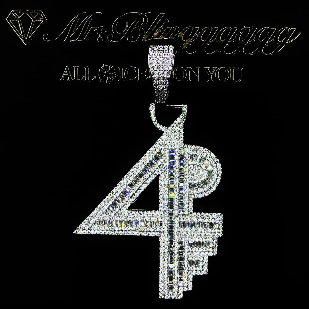 铜合金合成锆石吊坠 Mr.Blingggggg欧美嘻哈 Lil Baby同款混镶4PF