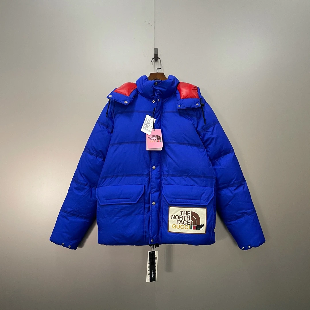 GUCCI × TNF北面 联名 蓝色贴标logo羽绒服 S码/全新/公价21200/