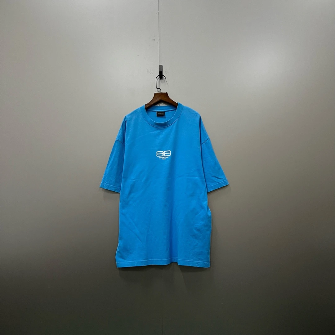 Balenciaga 巴黎世家 蓝色双B刺绣logo短袖 M码/95新/公价4719/