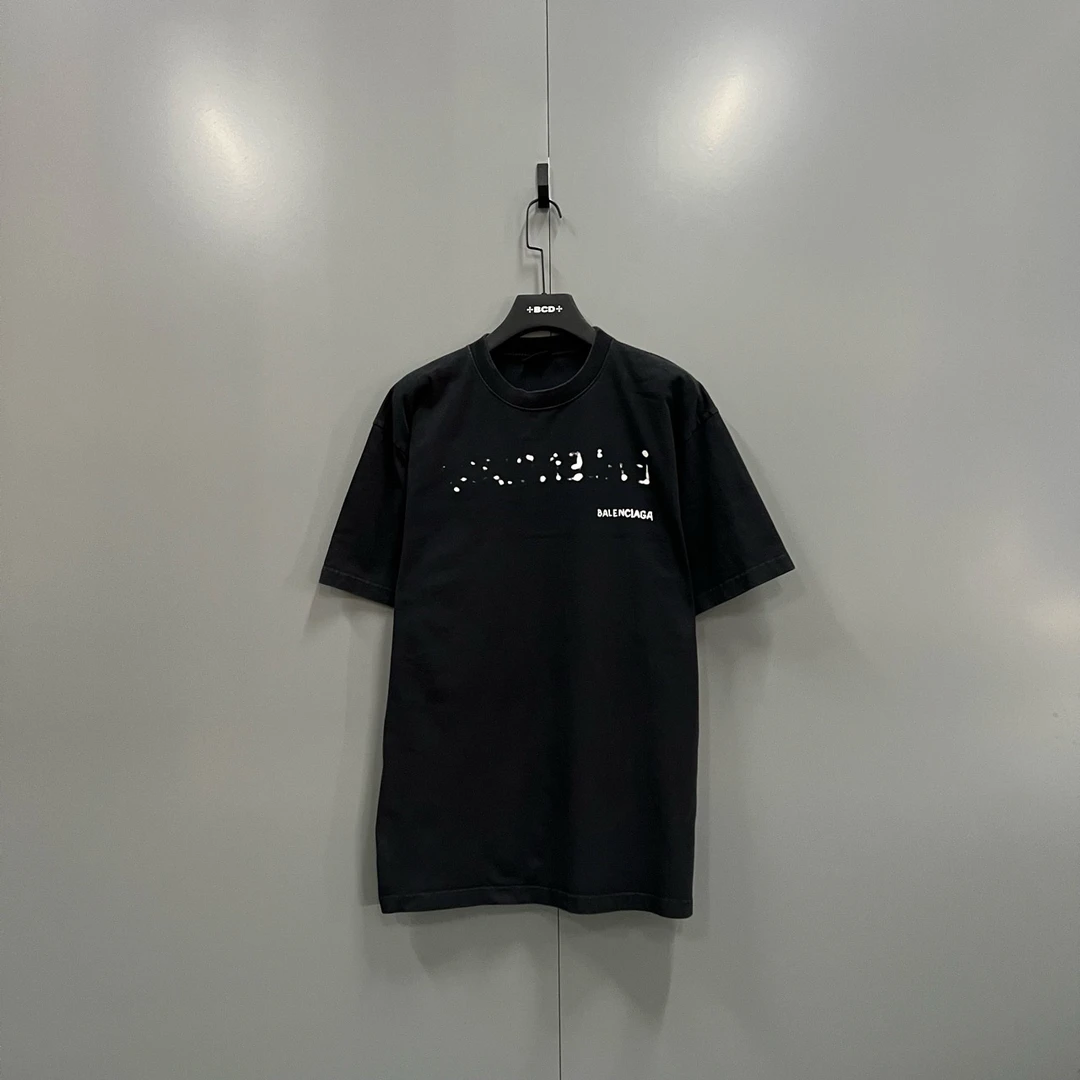 Balenciaga 巴黎世家 黑色字母logo印花做旧短袖 XS码/95新/