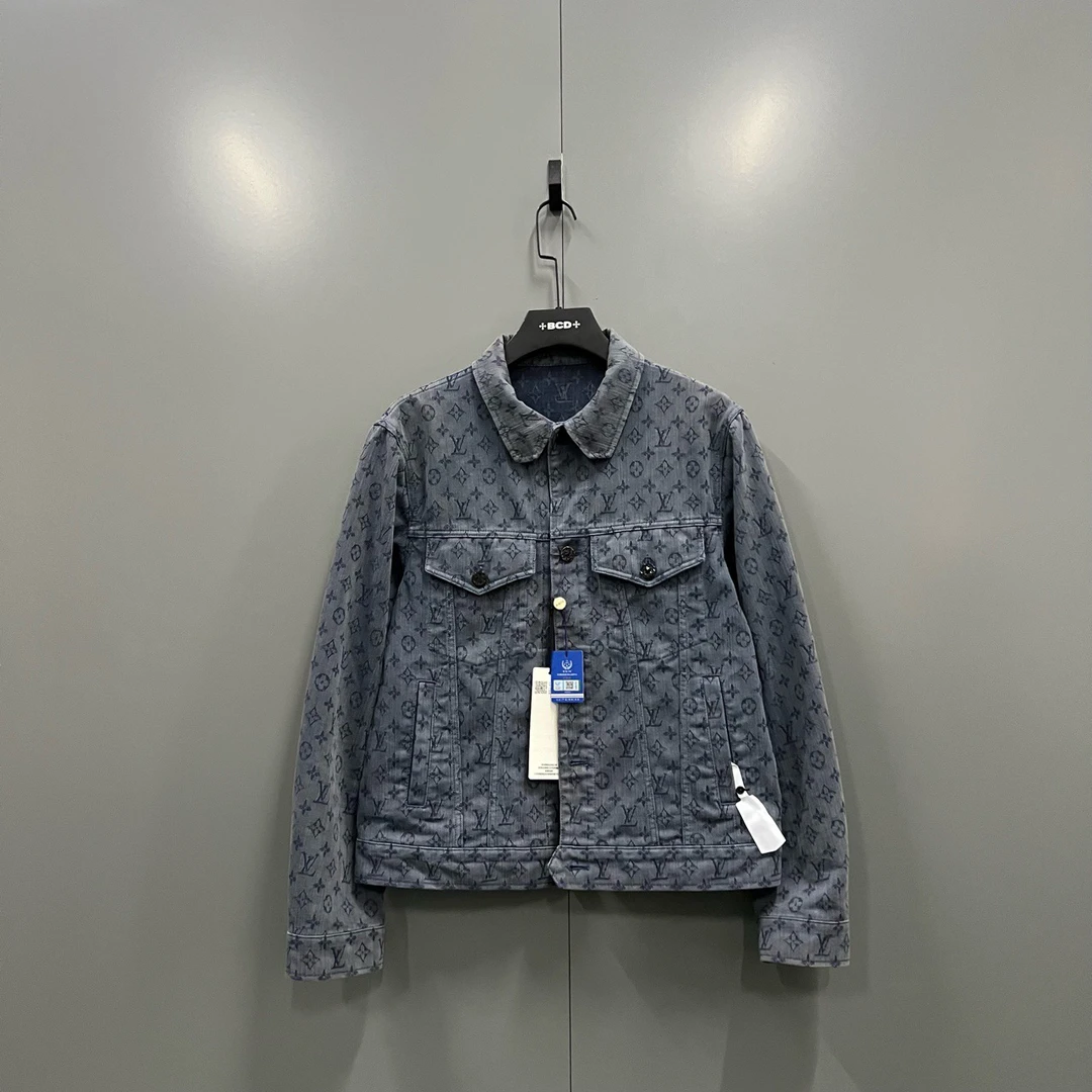 Louis Vuitton lv 蓝色满印老花牛仔夹克 48码/95新/公价15800/无