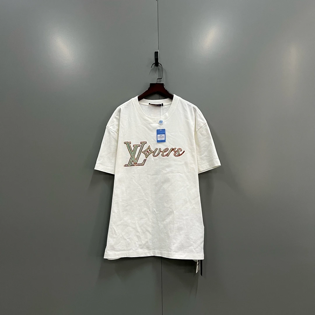 Louis Vuitton lv 白色刺绣logo短袖 S码/95新/公价11700/