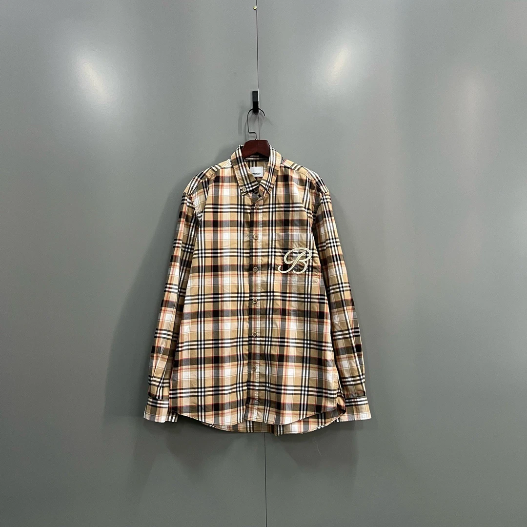 Burberry 巴宝莉 格纹刺绣logo长袖衬衫 M码/全新/公价4500/吊牌