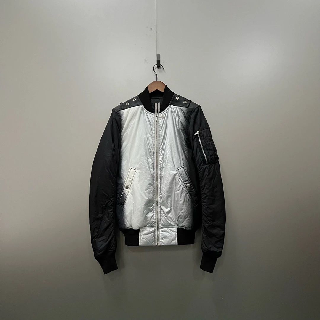 RickOwens ro黑银拼皮拉链夹克 46码/95新/公价11138/无配件 ki