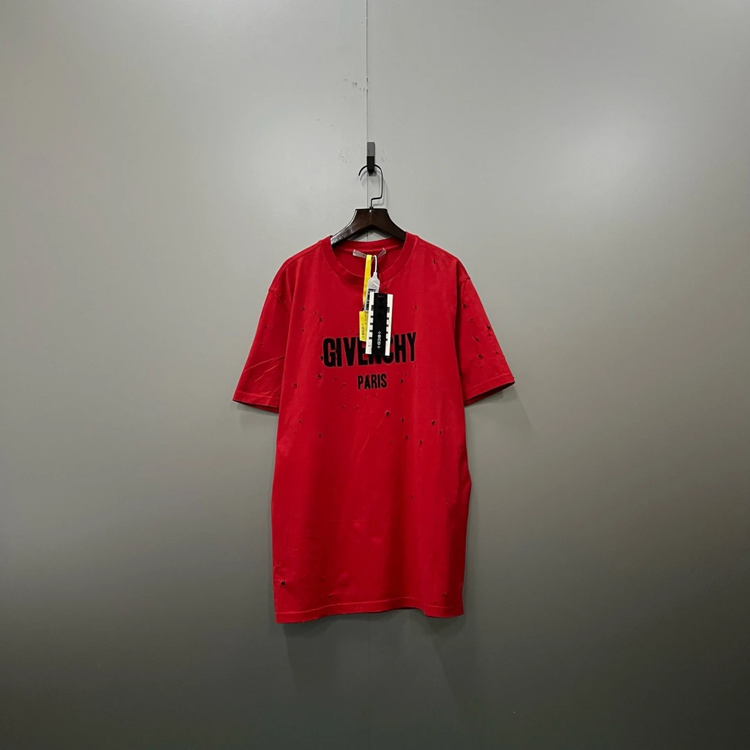 Givenchy 纪梵希 红色破坏印花logo短袖 XS码/95新/公价5490/无