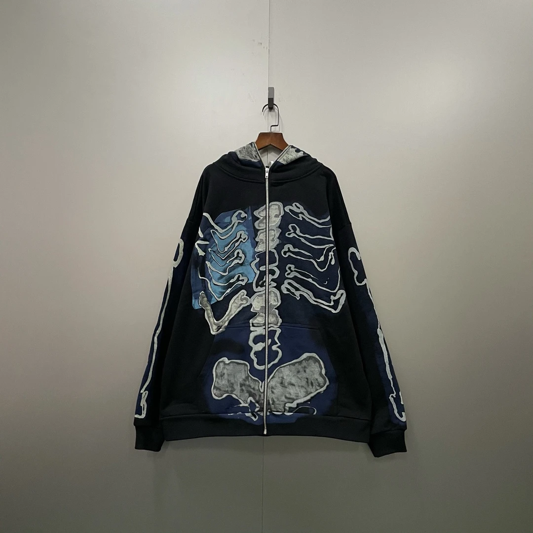 Travis Scott × Cactus Jack 联名 骨头印花拉链帽衫 99新/无配