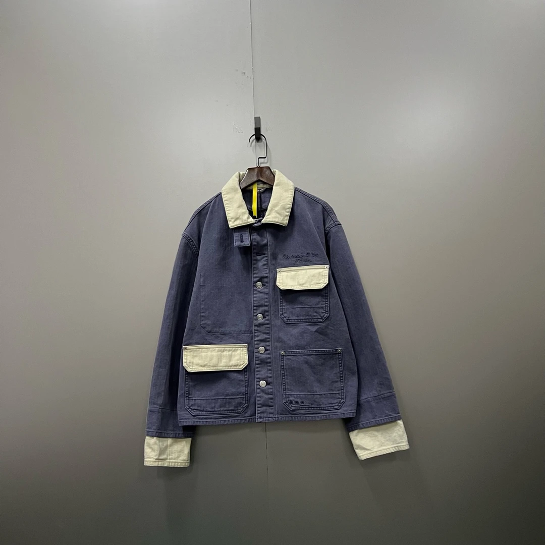 Dior 迪奥 拼色刺绣logo翻领夹克 46码/98新/公价15080/无配件