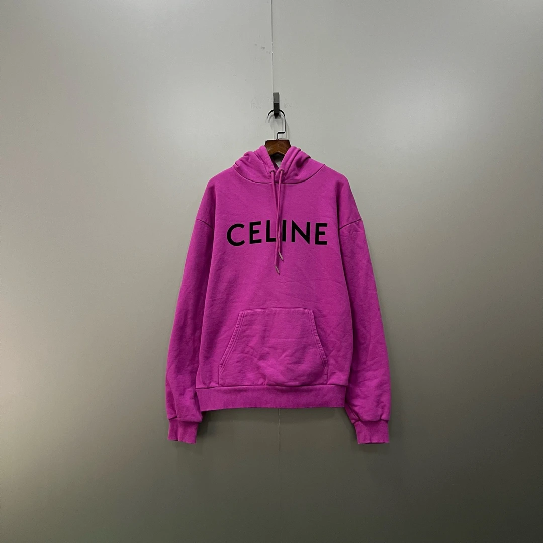 Celine 赛琳 粉色胸口logo印花帽衫 XS码/95新/公价8300/无配件