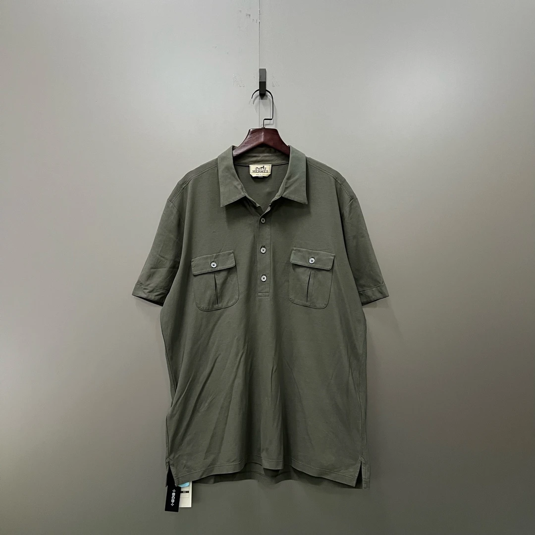 HERMES 爱马仕 绿色口袋polo短袖 XL码/9新/公价2800/无配件