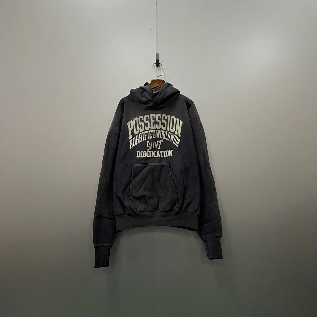 Saint Michael 字母印花logo做旧帽衫 L码/全新/公价6190/吊牌