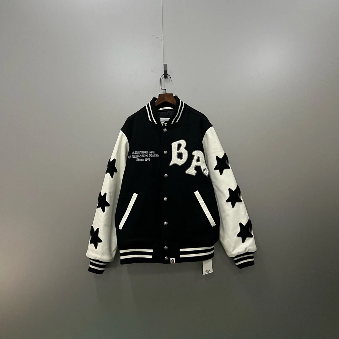 BAPE 拼色字母刺绣星星棒球服 M码/98新/毒5333/无配件 si50104