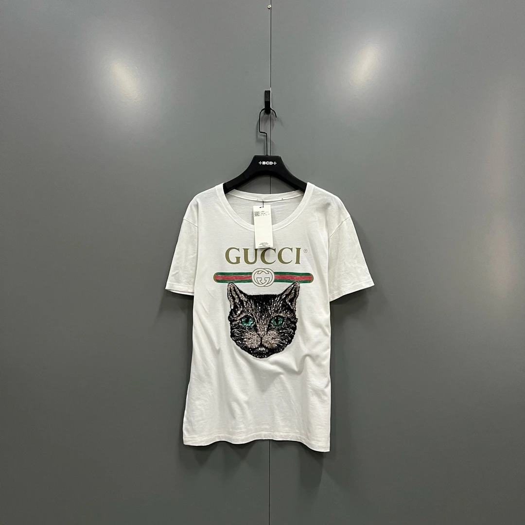 GUCCI 古驰 猫头腰带印花logo短袖 尺码如图/9新/公价4800
