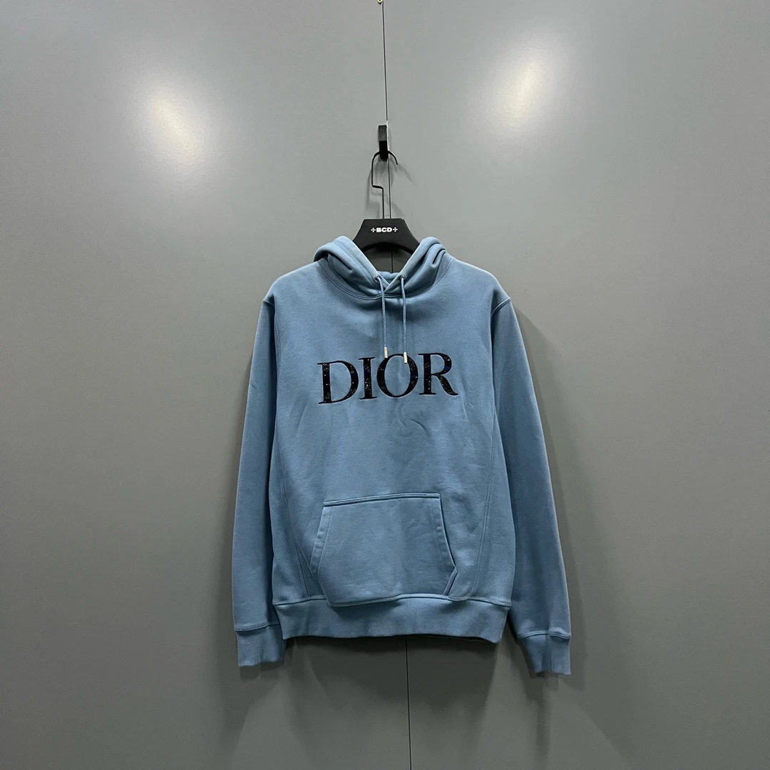 Dior 迪奥 雾霾蓝logo帽衫 S码/全新/公价14000/ 存放掉色