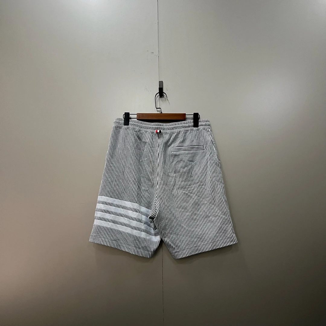 Thom Browne TB 灰色条纹印花抽绳短裤 2码/98新/公价8580/无配件