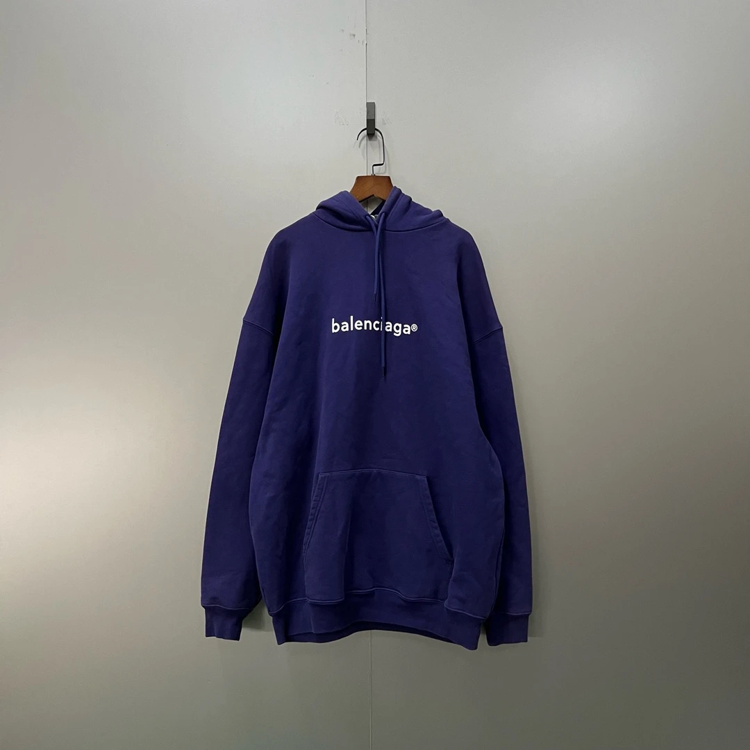 Balenciaga 巴黎世家 蓝色logo帽衫 M码/95新/公价5700/无配件