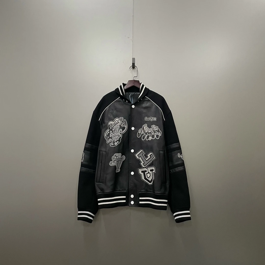 Louis Vuitton lv 黑色贴标印花棒球外套 50码/95新/公价47500/无