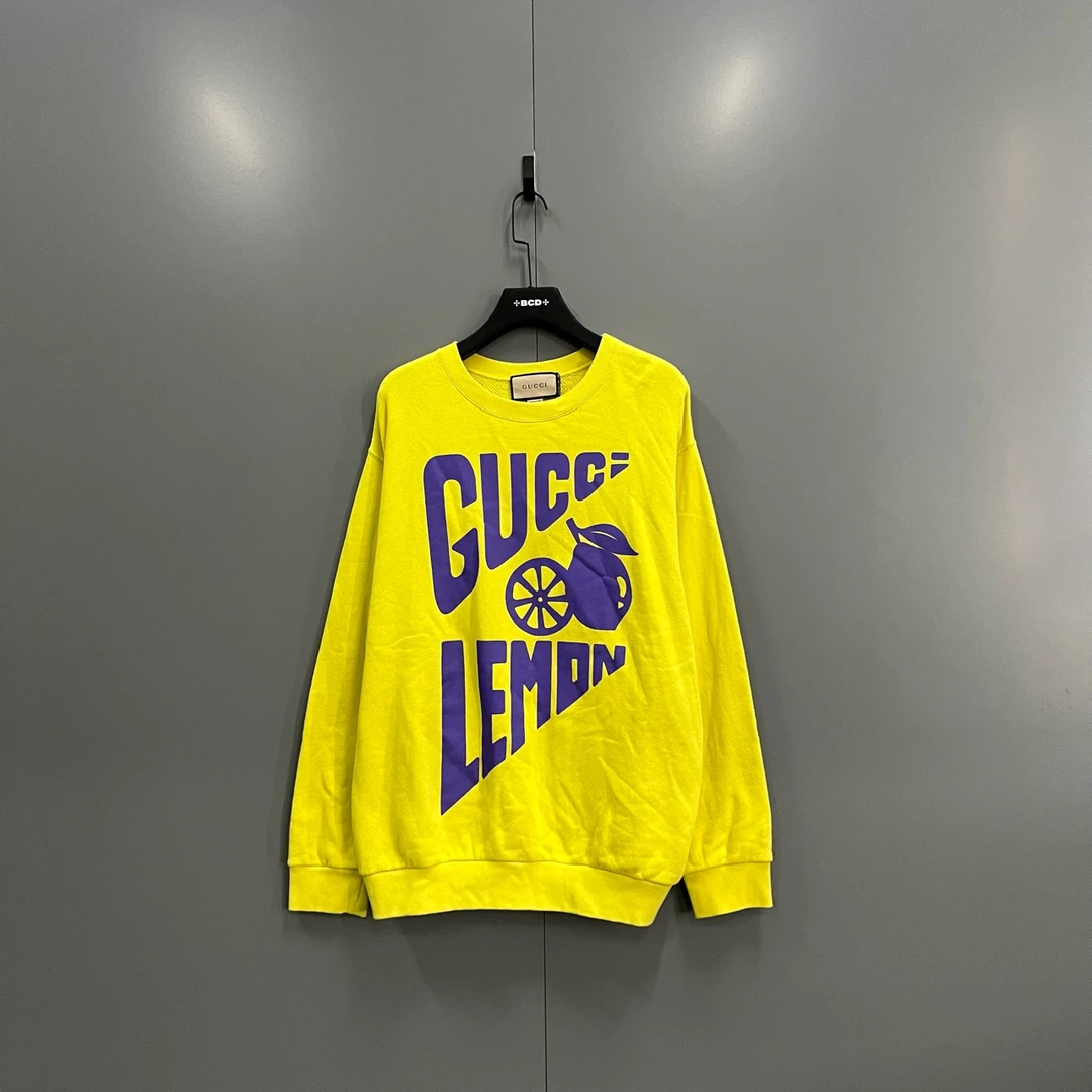 GUCCI 古驰 黄色印花logo卫衣 L码/全新/公价8500/吊牌 bc00551