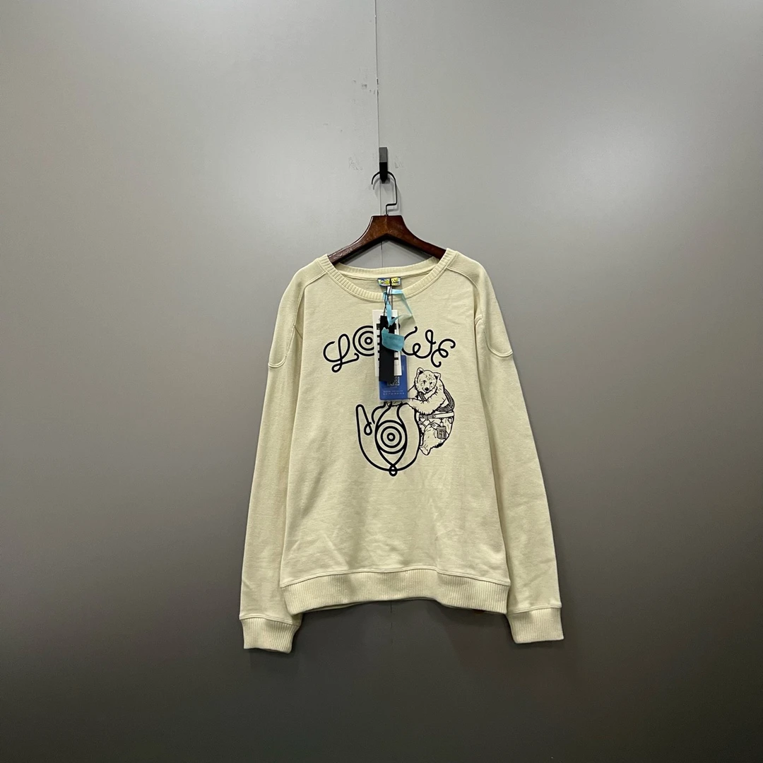 LOEWE 罗意威 米色小熊印花logo针织衫 M码/全新/公价4500/吊牌
