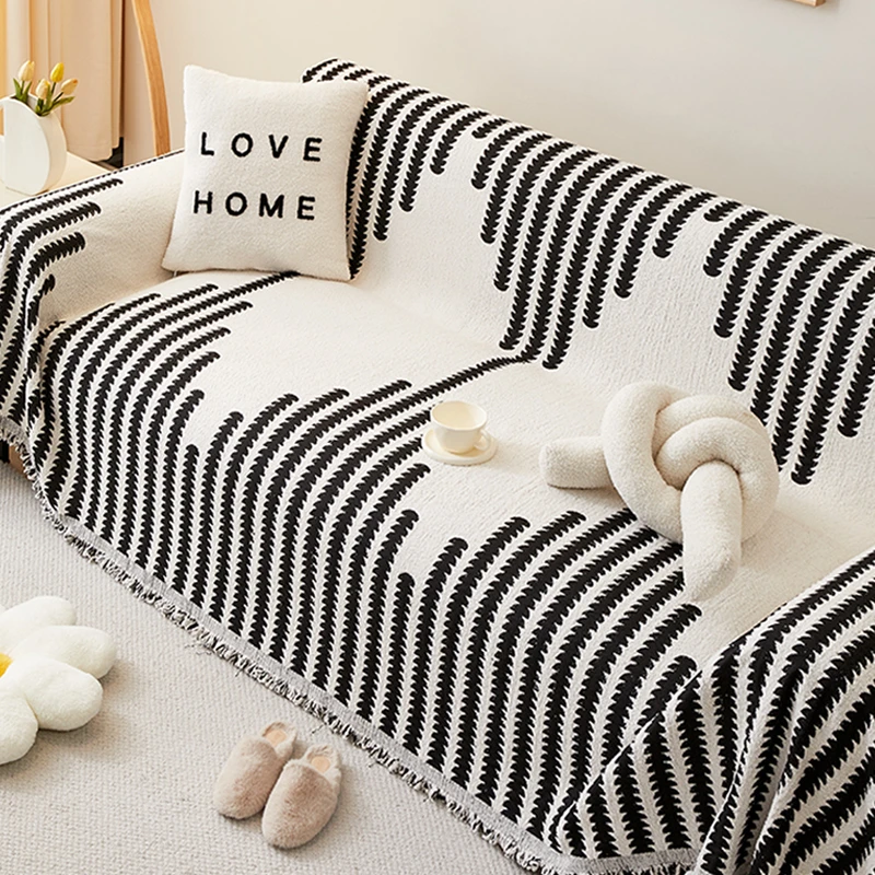 秋冬加厚毛毛纱沙发盖巾沙发毯防滑沙发垫防猫抓全盖防尘四季通用