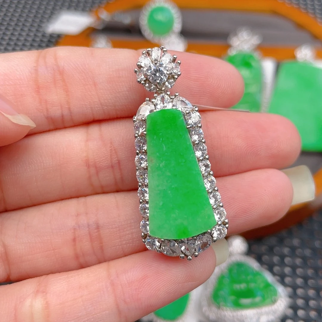 翡翠吊坠(不含链)银S925镶嵌