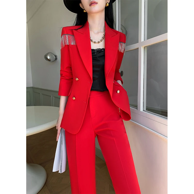 春秋新款高端西装套装女气质女神范设计感洋气休闲西服修身高级感