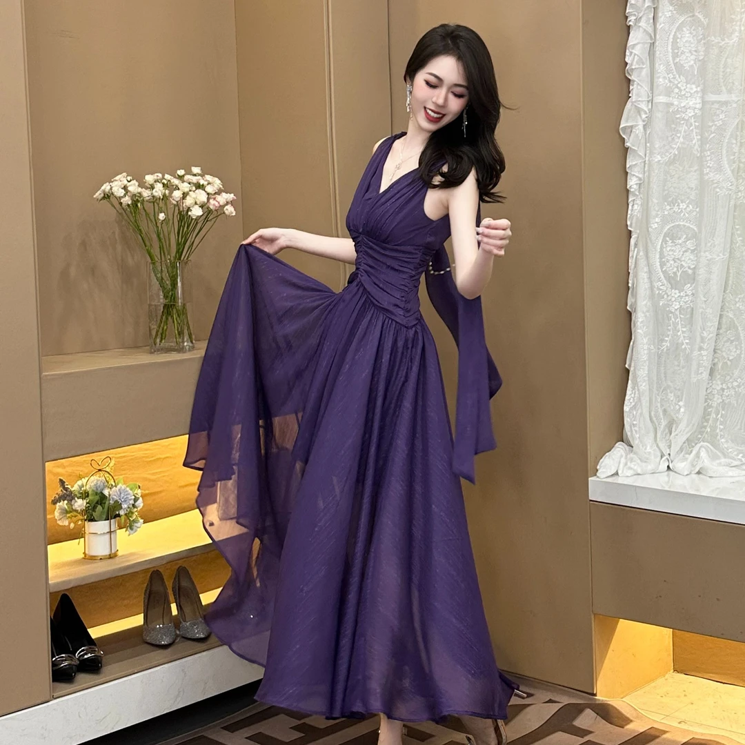 【巨峰葡萄】夏季法式新款名媛宴会显瘦气质时尚修身连衣裙 50895