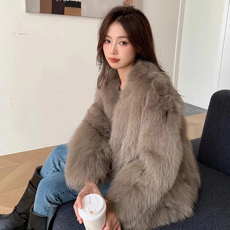 初恋亿次海宁2024冬季新款皮毛一体毛毛外套女毛绒上衣33216#