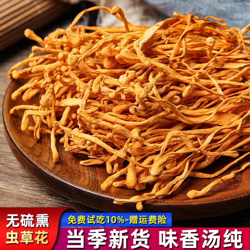 虫草花干货北蛹虫黄金菇煲汤食材非野生排草滋补菌汤配料小装包邮