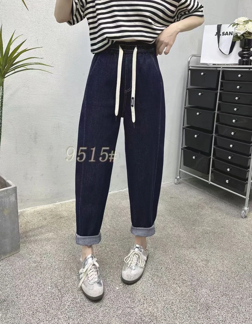 娜米米家  精选夏季南韩抽绳牛仔老爹裤9515