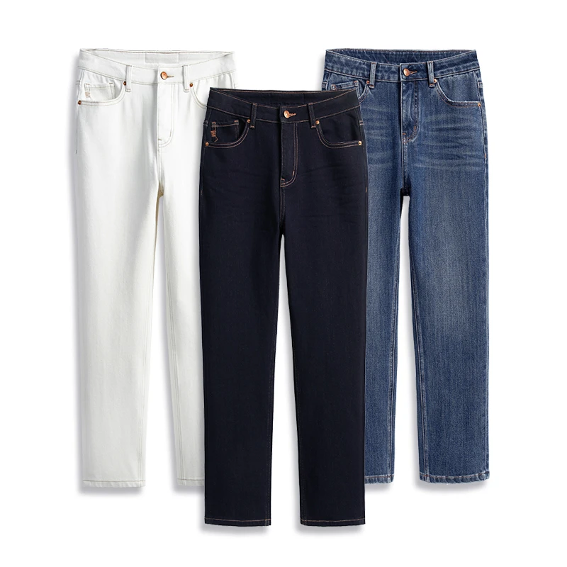 RAIN.CUN【马吉拉·直筒】流浪丹宁弹力九分烟管休闲牛仔裤高腰1166