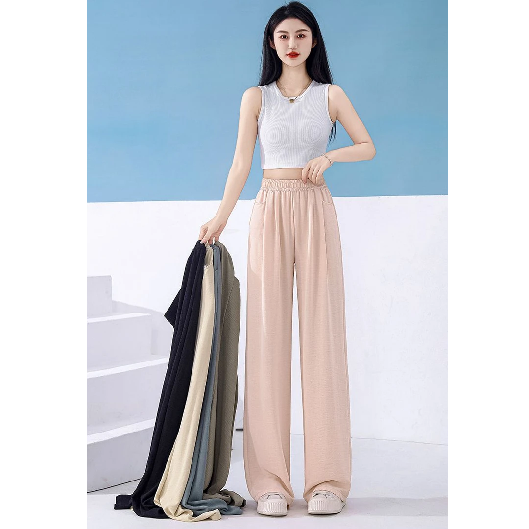 379冰丝直筒山本裤垂感休闲宽松女新款时尚百搭