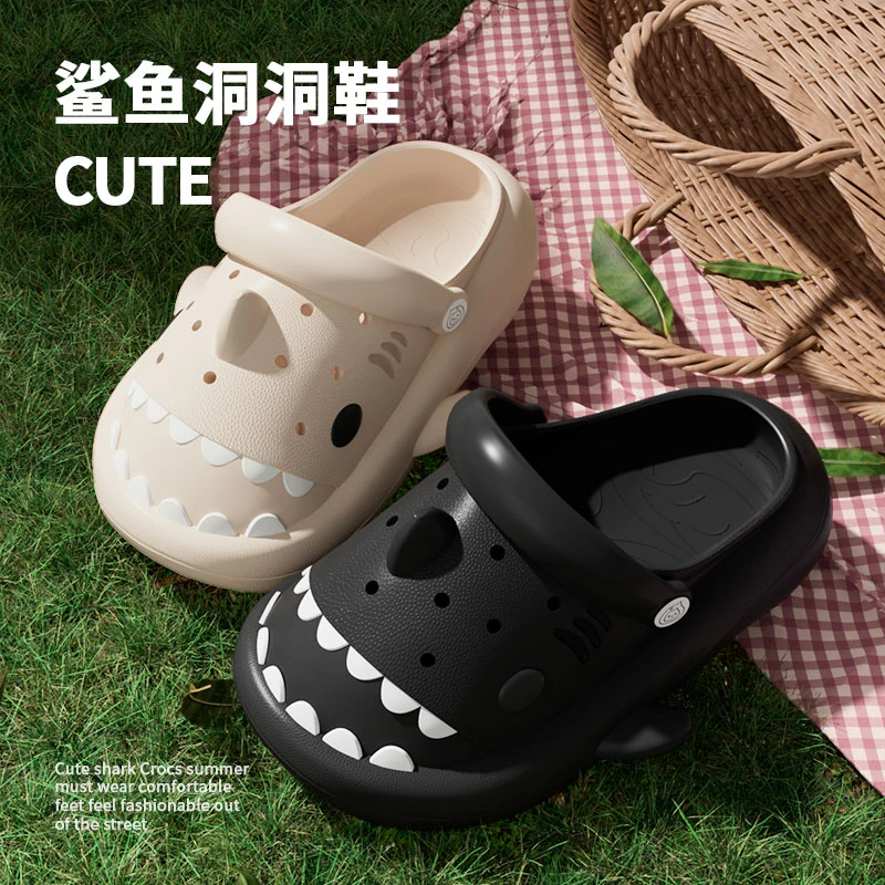 鲨鱼洞洞鞋可爱夏季男女款户外居家穿休闲潮流夏季新款包头凉鞋