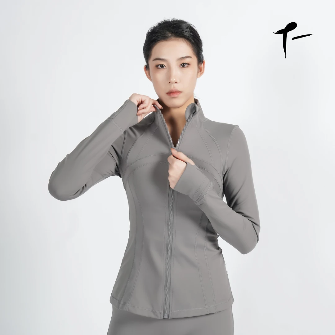 涂一TF0911现代舞蹈练功服女修身显瘦形体瑜伽套指拉链款日常可穿