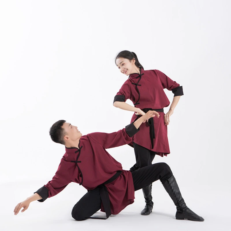 涂一MZ001民族舞服装蒙古舞练功服女男考试汇课练习上衣演出服