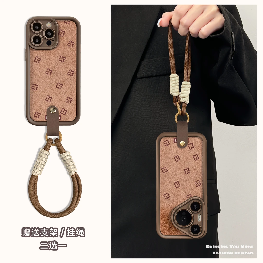 适用于苹果16华为OPPO小米VIVO高颜值豹纹皮纹LJ阶梯手机壳AA0226