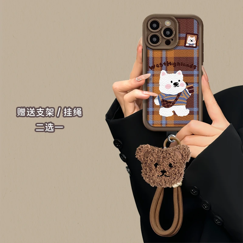 适用于苹果16华为OPPO小米VIVO高颜值百搭皮纹LJ阶梯手机壳AA0371