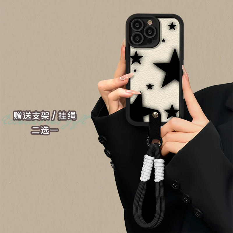 适用于苹果16华为OPPO小米VIVO高级感小众皮纹LJ阶梯手机壳AA0151